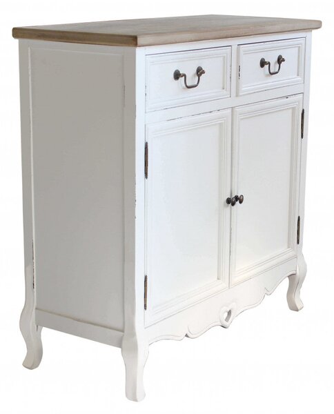 Credenza Cuore 86x37x85 h cm in Legno di paulownia Bianco