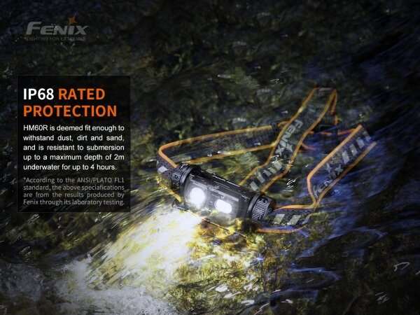 Fenix HM60R - LED Dimmerabile ricaricabile lampada da testa 4xLED/2xCR123A IP68 1300 lucente 300 h