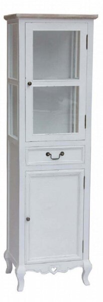 Vetrina Cuore 50x37x170 h cm in Legno di paulownia Bianco