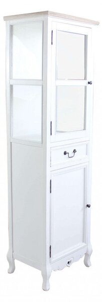 Vetrina Cuore 50x37x170 h cm in Legno di paulownia Bianco