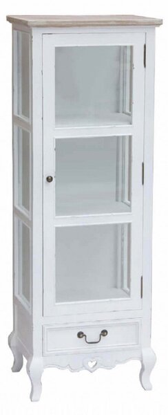 Vetrina Cuore 50x37x141 h cm in Legno di paulownia Bianco