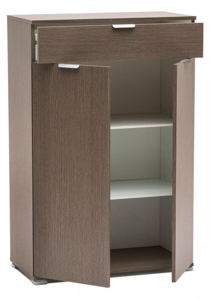 Mobiletto con 2 Anta e 1 Cassetto 75x38x112 h cm in Truciolare bilaminato Rovere Grigio