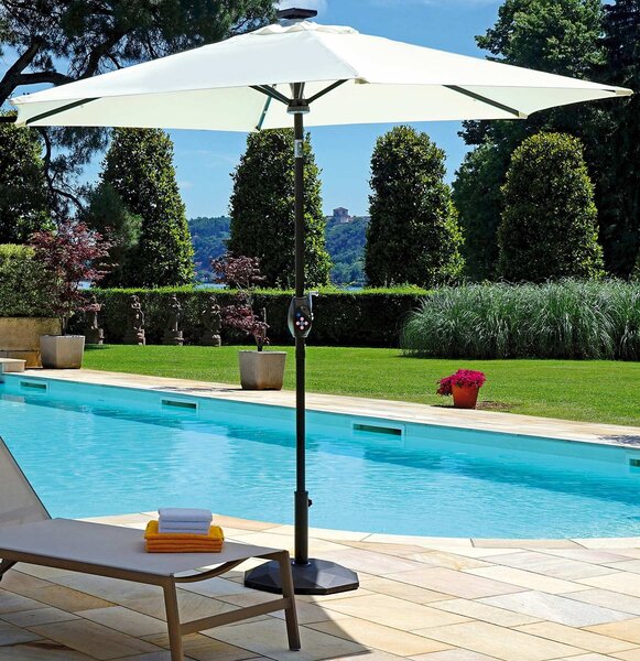 Ombrellone da Giardino in Alluminio Ø2,70m con Luci e Bluetooth Vorghini Trendy Antracite e Ecrù
