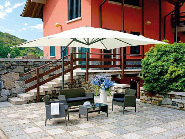 Ombrellone da Giardino Decentrato in Alluminio 3X4m con Maniglione Vorghini Handle Antracite e Ecrù