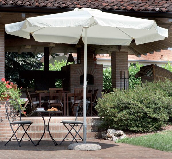 Ombrellone da Giardino in Alluminio Ø3m con Manovella Vorghini Round Bianco e Ecrù