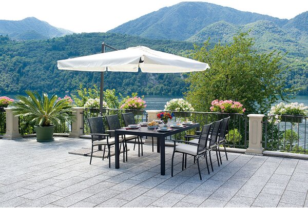 Ombrellone Palo Laterale da Giardino in Alluminio 3x2m con Manovella Vorghini Crank Antracite e Ecr