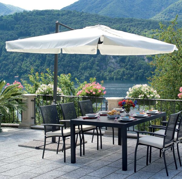 Ombrellone Palo Laterale da Giardino in Alluminio 3x2m con Manovella Vorghini Crank Antracite e Ecr