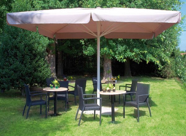 Ombrellone Telescopico da Giardino in Alluminio 4X4m con Manovella Vorghini ConTract Bianco e Tortora