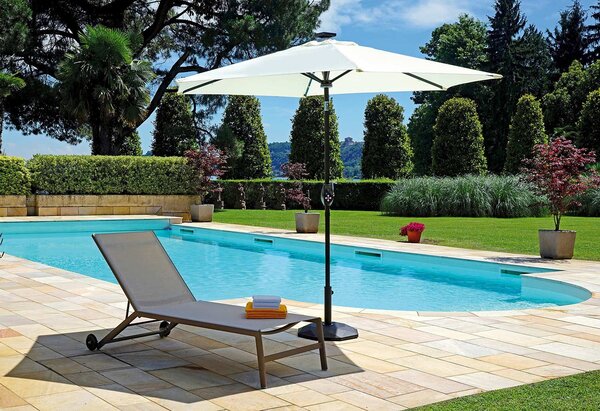 Ombrellone da Giardino in Alluminio Ø2,70m con Luci e Bluetooth Vorghini Trendy Antracite e Ecrù