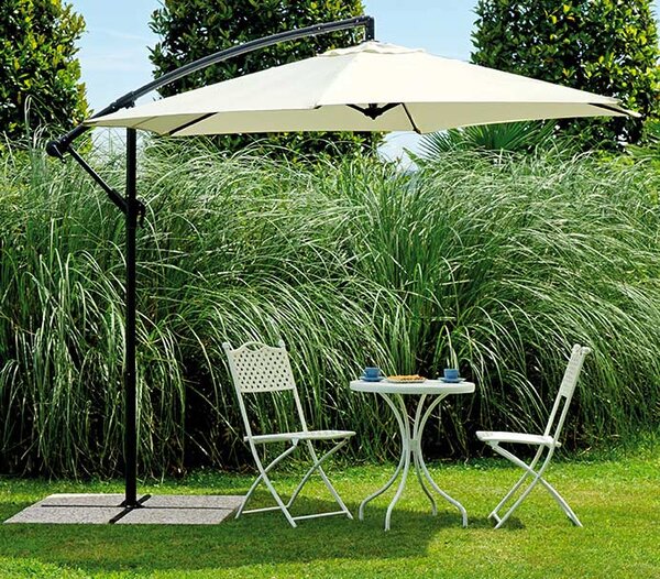 Ombrellone da Giardino Decentrato in Acciaio Ø3m Vorghini Banana Antracite e Ecrù
