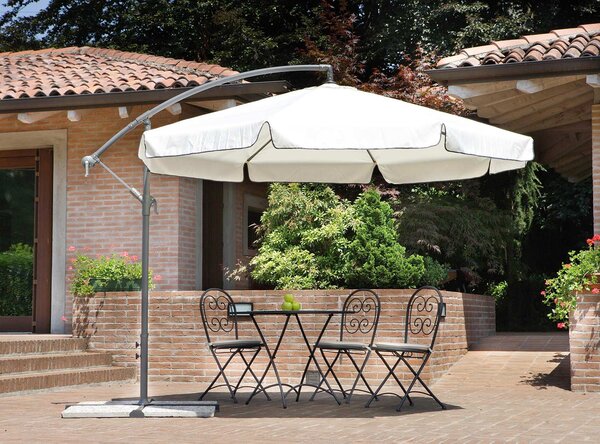 Ombrellone da Giardino Decentrato in Acciaio Ø3m con Manovella Vorghini Banana Antracite e Ecrù
