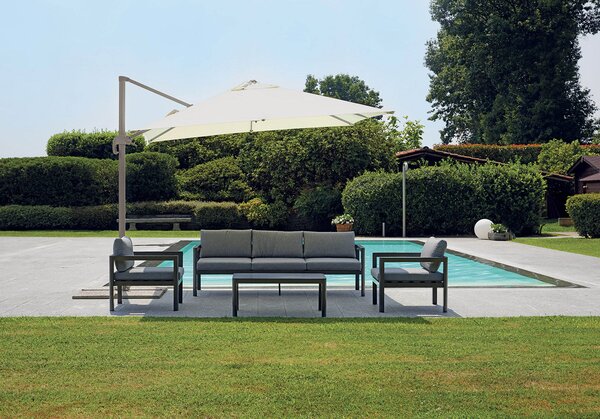 Ombrellone da Giardino Decentrato 3x4m in Alluminio Ecrù