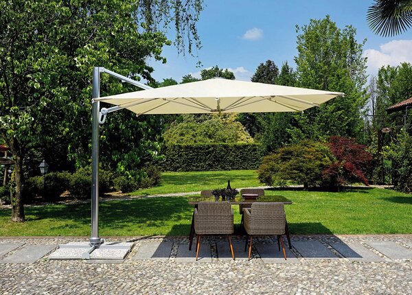 Ombrellone da Giardino Decentrato in Alluminio 3X3m con Maniglione Vorghini ConTract Ecrù