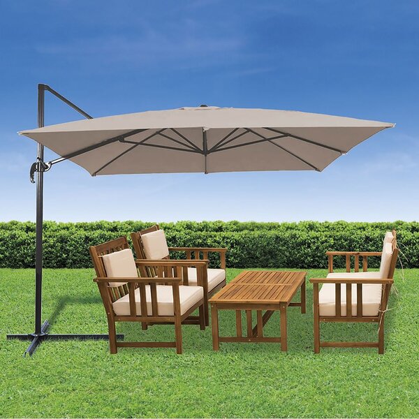 Ombrellone Lampara da Giardino 3x3 m in Alluminio e Poliestere Tortora Struttura Nero Deluxe