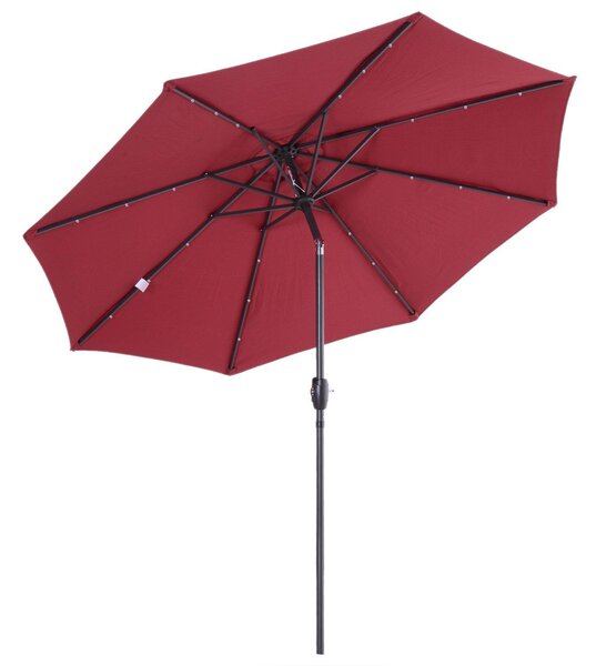 Ombrellone da Giardino Ø2,75x2,33 m Palo Ø38 mm in Metallo con luci LED Rosso
