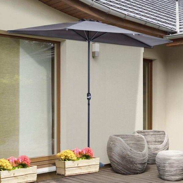 Ombrellone da Giardino 2,95x2,50 m Palo Ø38 mm in Alluminio con Manovella Grigio