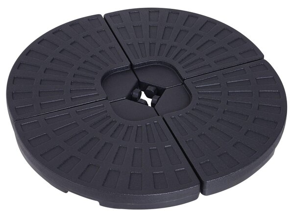 Base per Ombrellone 4 Pezzi Componibili Max 17L in HDPE Nero 48x48x8 cm
