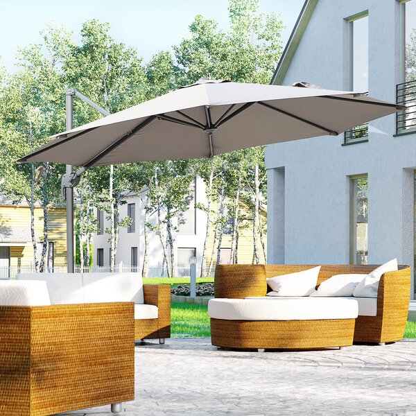 Ombrellone Decentrato da Giardino in Acciaio Ø2,95x2,5 m 360° Grigio