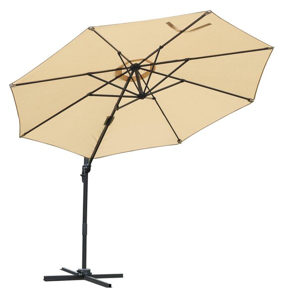 Ombrellone Decentrato da Giardino in Alluminio Ø2.95x2.5m 360° Beige