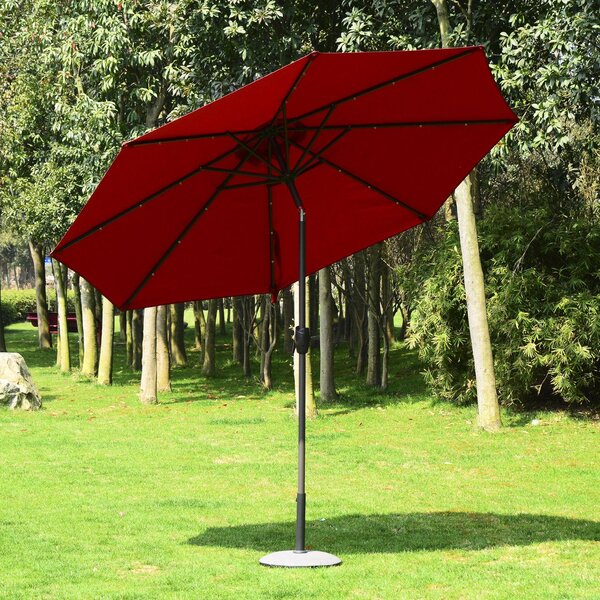 Ombrellone da Giardino Ø2,75x2,33 m Palo Ø38 mm in Metallo con luci LED Rosso