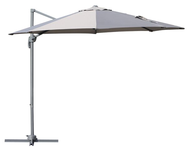 Ombrellone Decentrato da Giardino in Acciaio Ø2,95x2,5 m 360° Grigio