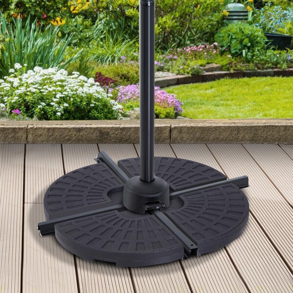 Base per Ombrellone 4 Pezzi Componibili Max 17L in HDPE Nero 48x48x8 cm