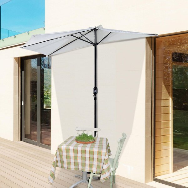 Ombrellone da Giardino 2,95x2,50 m Palo Ø38 mm in Alluminio con Manovella Bianco