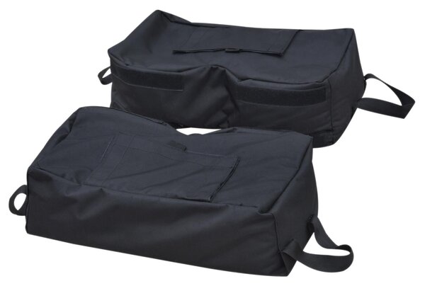 Set 2 Pezzi Base per Ombrellone da Giardino Ø36 Riempibile 25 Kg Tessuto Oxford Nero 50x50x18 cm