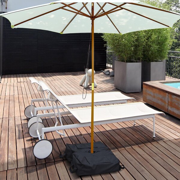 Set 2 Pezzi Base per Ombrellone da Giardino Ø36 Riempibile 25 Kg Tessuto Oxford Nero 50x50x18 cm