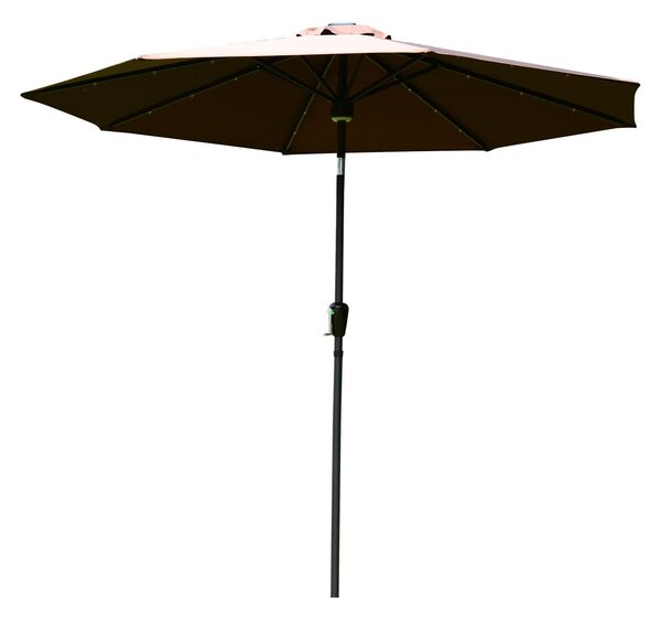 Ombrellone da Giardino Ø2.74 m Palo Ø38 mm in Acciaio con LED Marrone