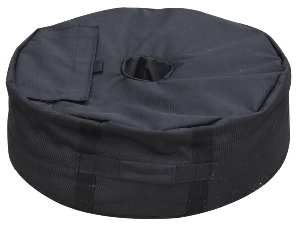 Base per Ombrellone da Giardino a Sacco Riempibile in Tessuto Oxford Nero Ø48x18 cm