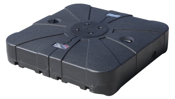 Base per Ombrellone da Giardino Ø46 Riempibile 125 kg 4 Rotelle Nero 84x84x19 cm