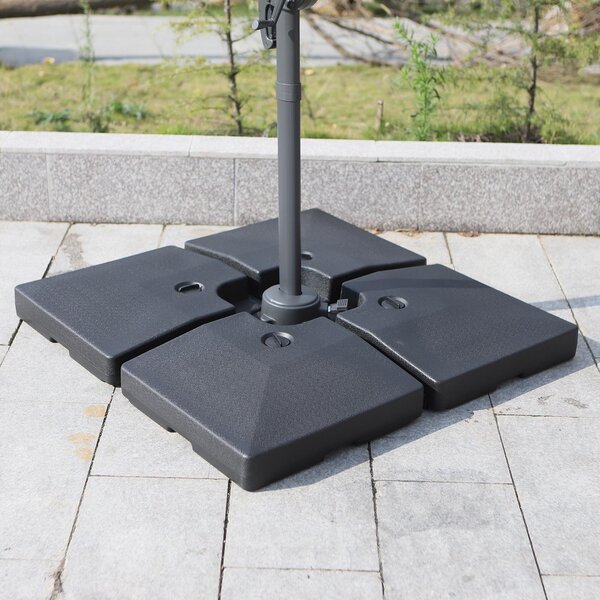 Base per Ombrellone da Giardino Riempibile a Croce 92-124 Kg Nero 51x51x12 cm