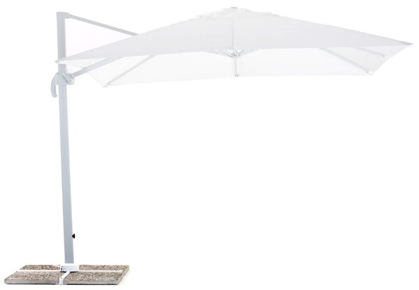 Ombrellone da Giardino Decentrato 3x3m in Alluminio e Poliestere Senso Bianco
