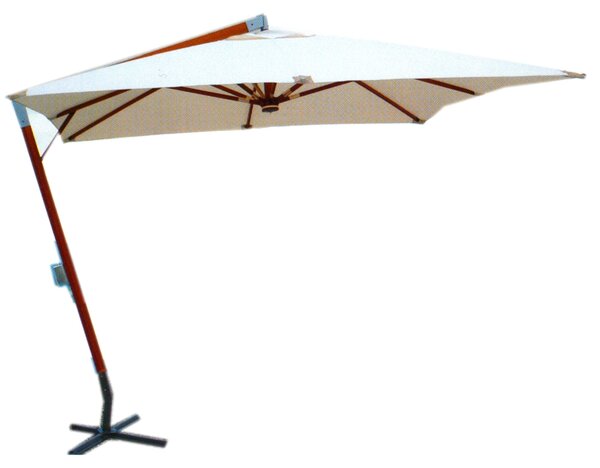 Ombrellone da Giardino Decentrato in Legno 3x3m Becker Ecrù