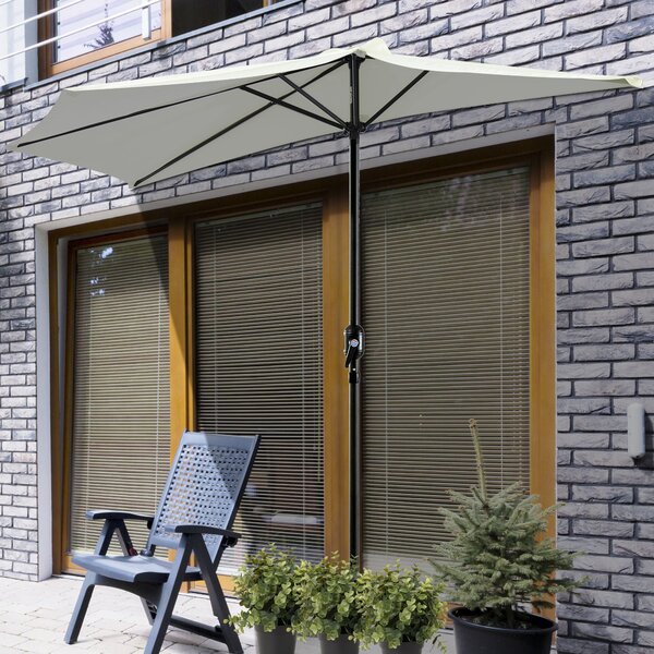 Ombrellone da Giardino Semicircolare da Parete 269x138x236 cm Bianco