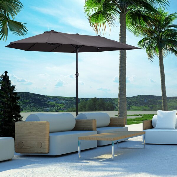 Ombrellone da Giardino Doppio Tetto 4,6x2,7 m Roland Grigio