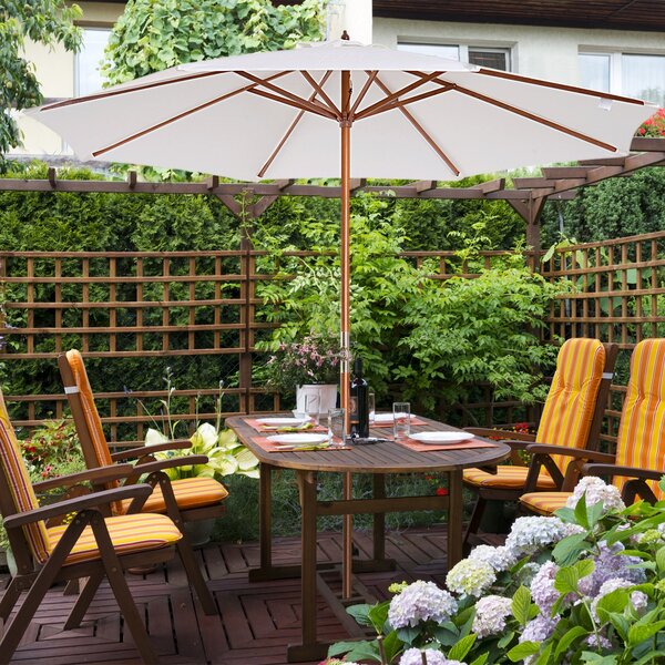 Ombrellone da Giardino Ø2,7 m Palo Ø38 mm in Legno di Pioppo e Bambù Beige