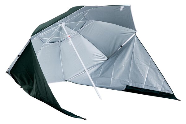 Ombrellone Tenda da Mare Ø2,1 m Palo Ø25 mm in Metallo Verde Scuro