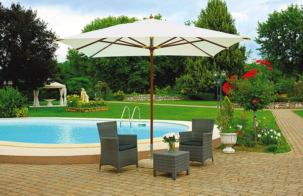 Ombrellone da Giardino 3x2m in Legno Ecrù