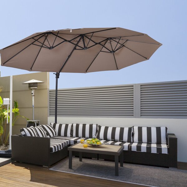 Ombrellone da Giardino 270x460x250 cm Begsun Marrone