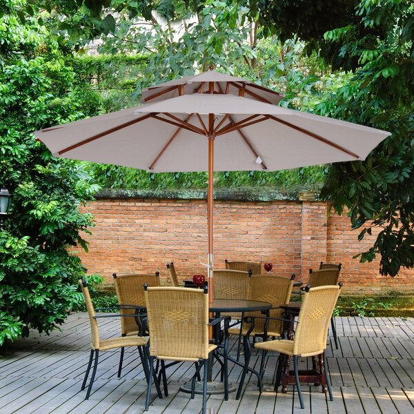 Ombrellone da Giardino in Legno di Pioppo Ø2,65 mt Grigio Chiaro