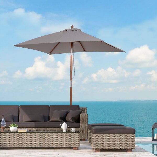 Ombrellone da Giardino 2x1,5 m Palo Ø38 mm in Legno Grigio