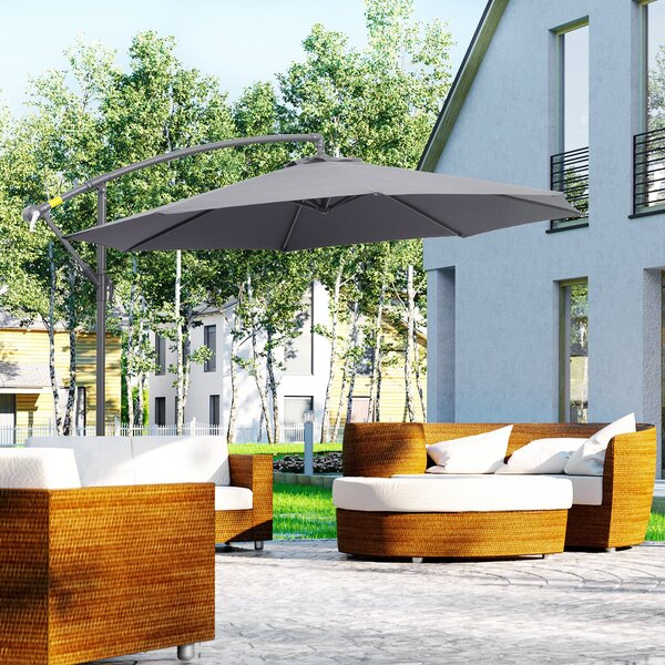 Ombrellone da Giardino Decentrato in Acciaio Ø3m Grigio