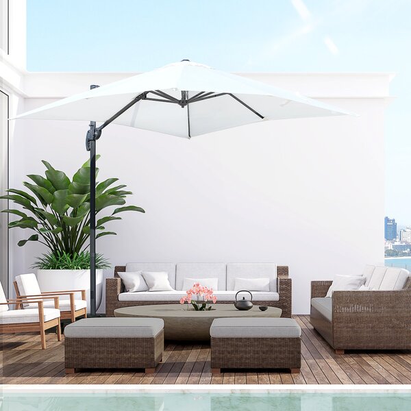Ombrellone da Giardino 2,5x2,5m in Alluminio e Poliestere Crema