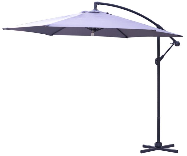 Ombrellone da Giardino Decentrato Ø3m in Metallo Hawaii Grigio