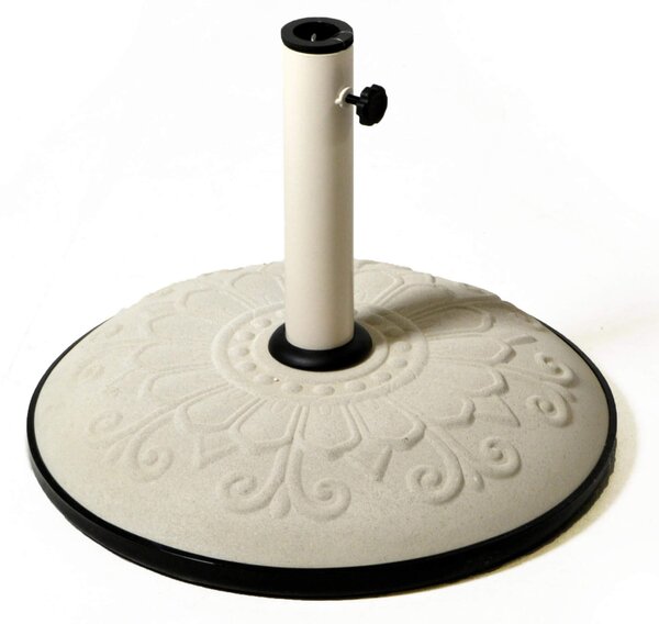 Base per Ombrellone da Giardino Ø50 cm in Cemento con Decoro Bianco