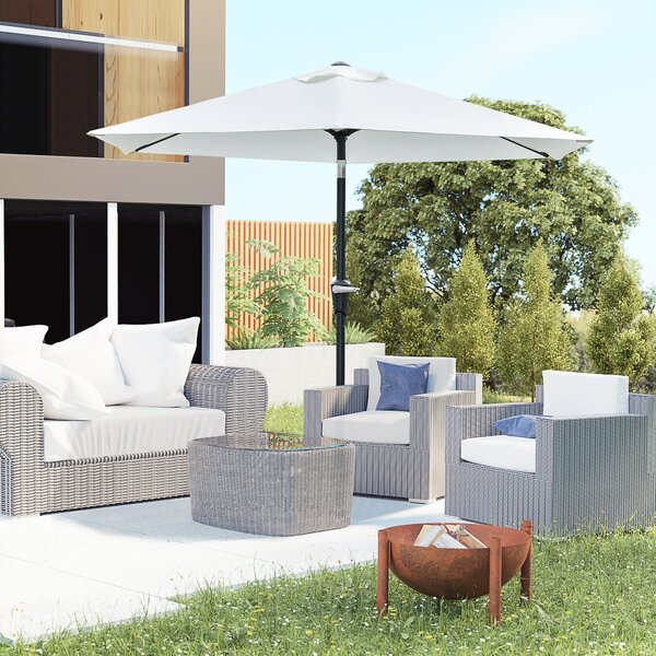 Ombrellone da Giardino Ø2,27m in Metallo e Poliestere Bianco Crema
