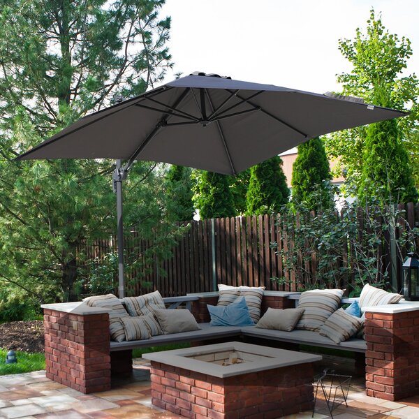 Ombrellone da Giardino Decentrato 2,5x2,5m in Alluminio Grigio