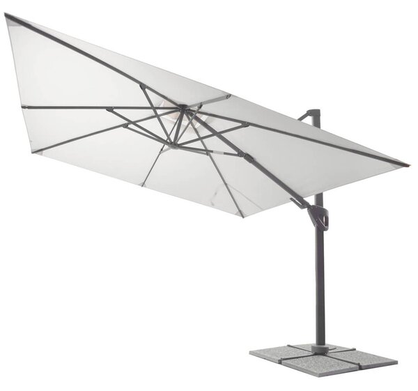 Ombrellone da Giardino Decentrato 3x3m in Alluminio Telo in Poliestere Mosini Jazz Grigio e Bianco